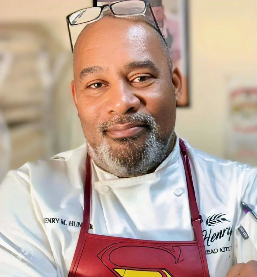Henry Hunter, founder of Baking Great Bread at Home, in his chef coat.